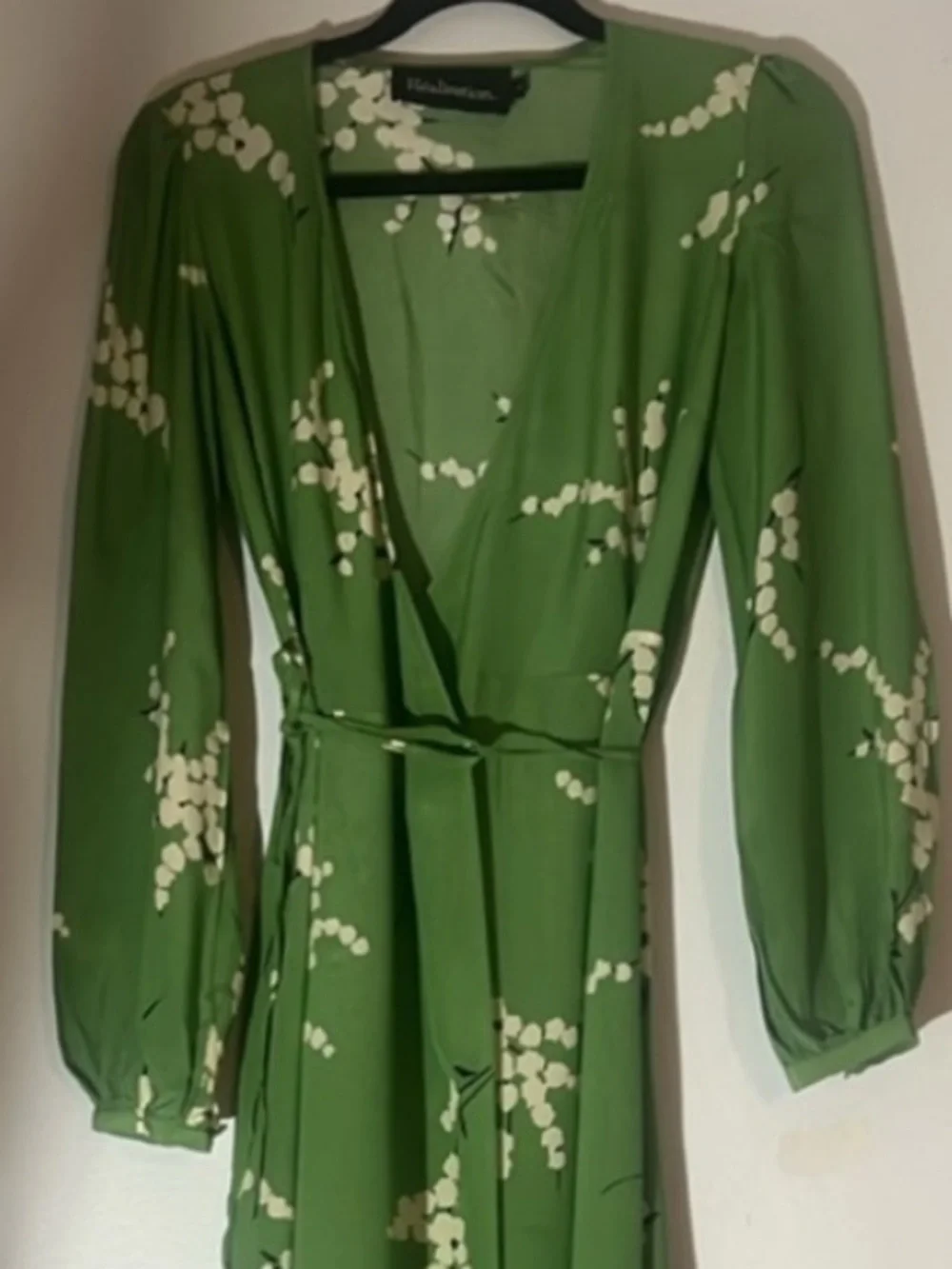 Reformation Par Green Floral Wrap Midi Dress